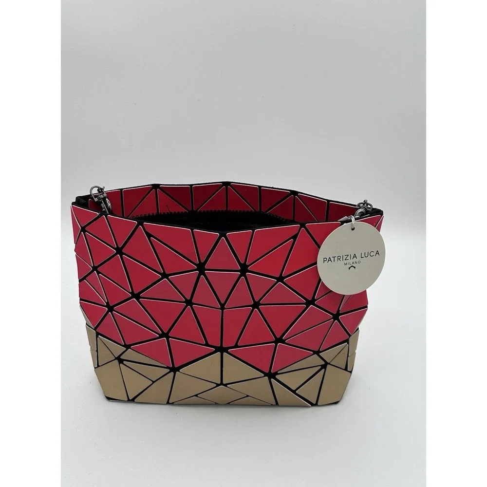 Patrizia Luca Women's Matte Red/Gold Triangle Geometric Purse Crossbody NWT